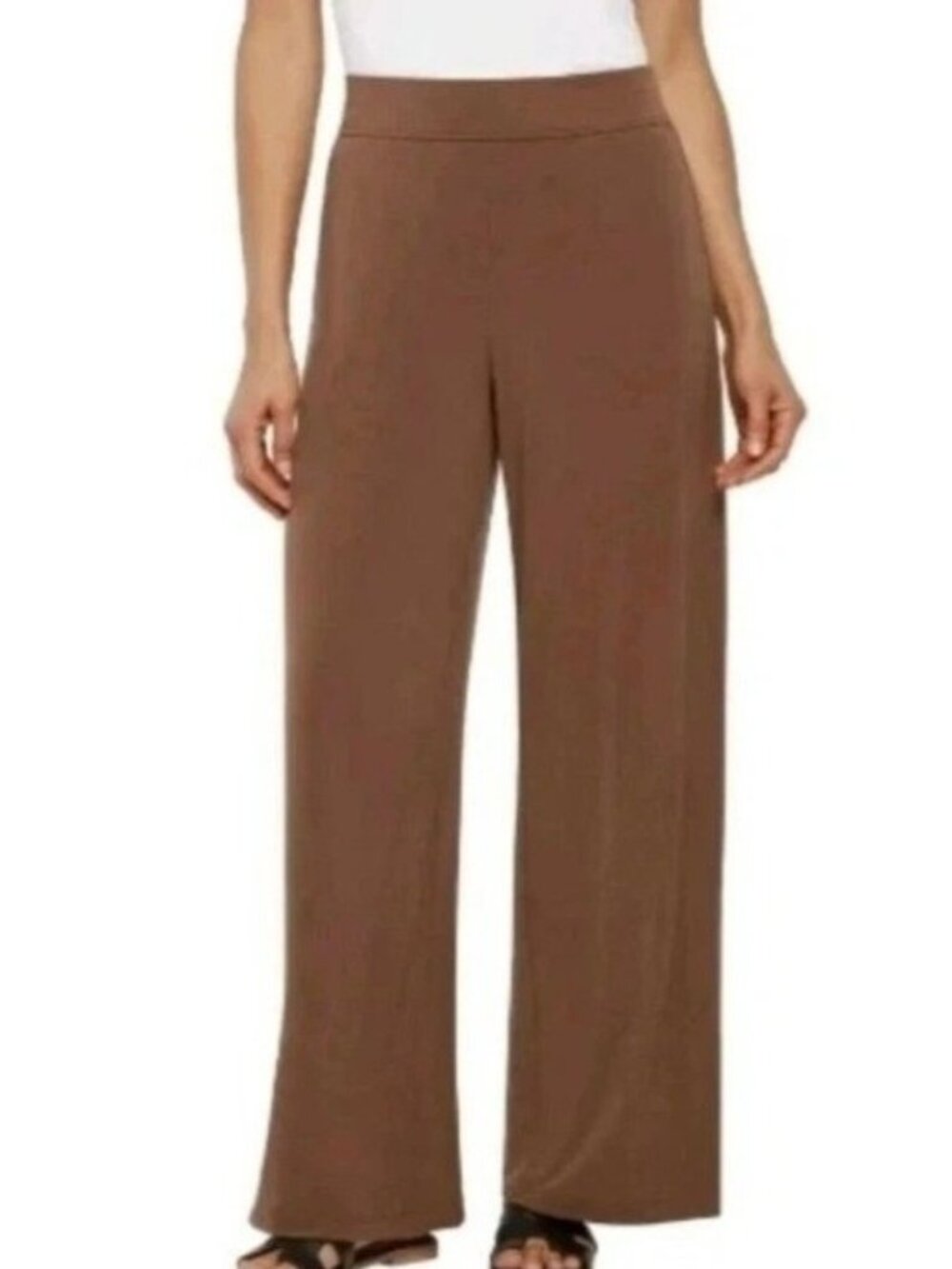 NWT Three Dots Women's XXL Brown Wide Leg Pants Stretched